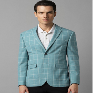 Men Checked Slim-Fit Single Breasted Formal Blazer