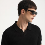 Self Design Regular Fit Polo Collar Cotton T-shirt