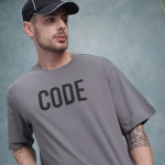 Typography Print Pure Cotton Drop-Shoulder Sleeves T-shirt