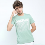 Men Green Typography Printed Slim Fit T-shirt