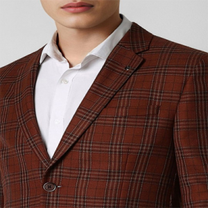 Checked Slim-Fit Single Breasted Blazer