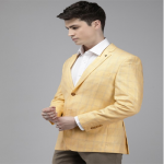 Linen Cotton Slim Fit Checked Single-Breasted Formal Blazer
