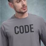 Typography Print Pure Cotton Drop-Shoulder Sleeves T-shirt