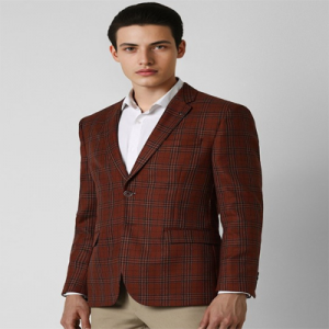 Checked Slim-Fit Single Breasted Blazer