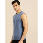 Men Blue Self Striped Innerwear Vest
