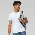 Men White Cotton Crew Neck T-shirt